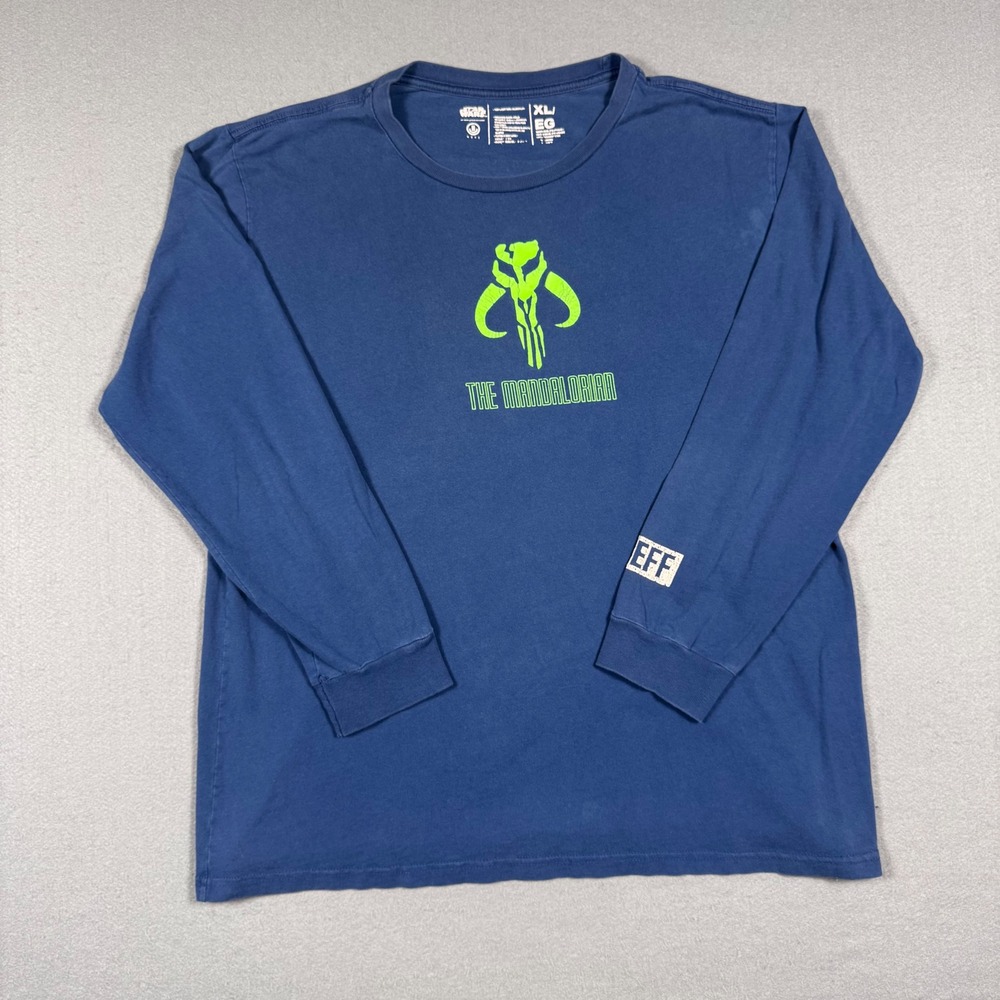 Neff Star Wars The Mandalorian Shirt Mens XL Blue Cotton Graphic Long Sleeve Tee